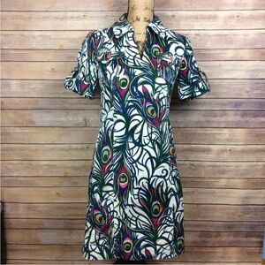 Lilly Pulitzer Size 0 Apple Dress Resort white Tickle Me Fancy Peacock Feathers